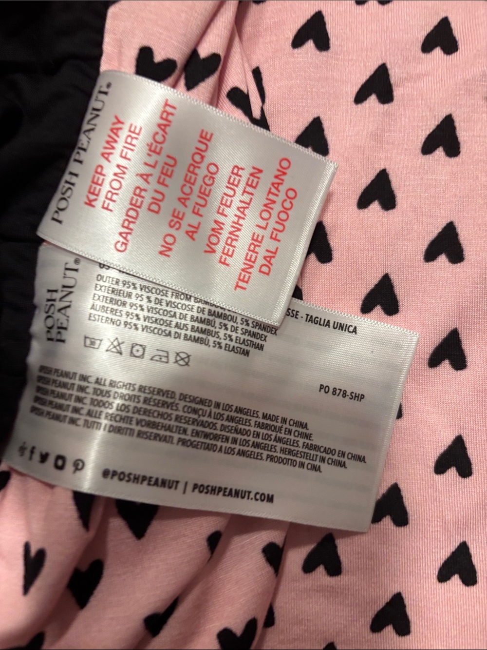 Posh Peanut Pink Coffee Cup Print Blanket with Black Ruffle - Picture 3 of 3